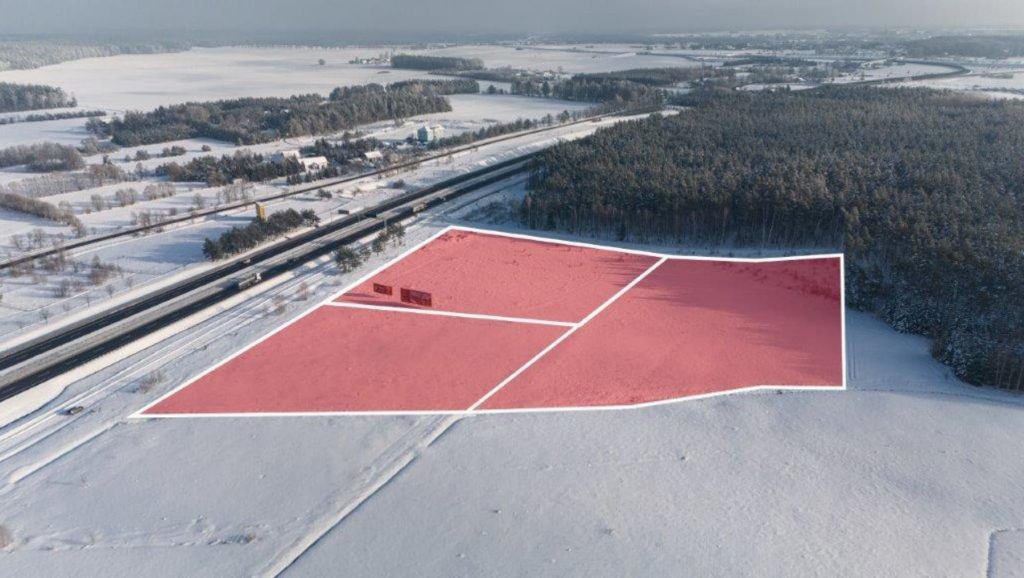 Działki inwestycyjne Świętajny przy S7 – zaznaczony obszar 3,86 ha